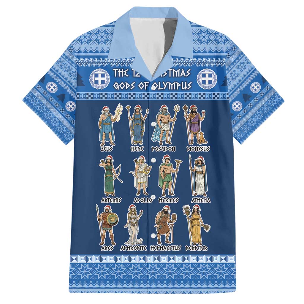 Greece Christmas Family Matching Short Sleeve Bodycon Dress and Hawaiian Shirt The Twelve Gods Of Olympus - Wonder Print Shop