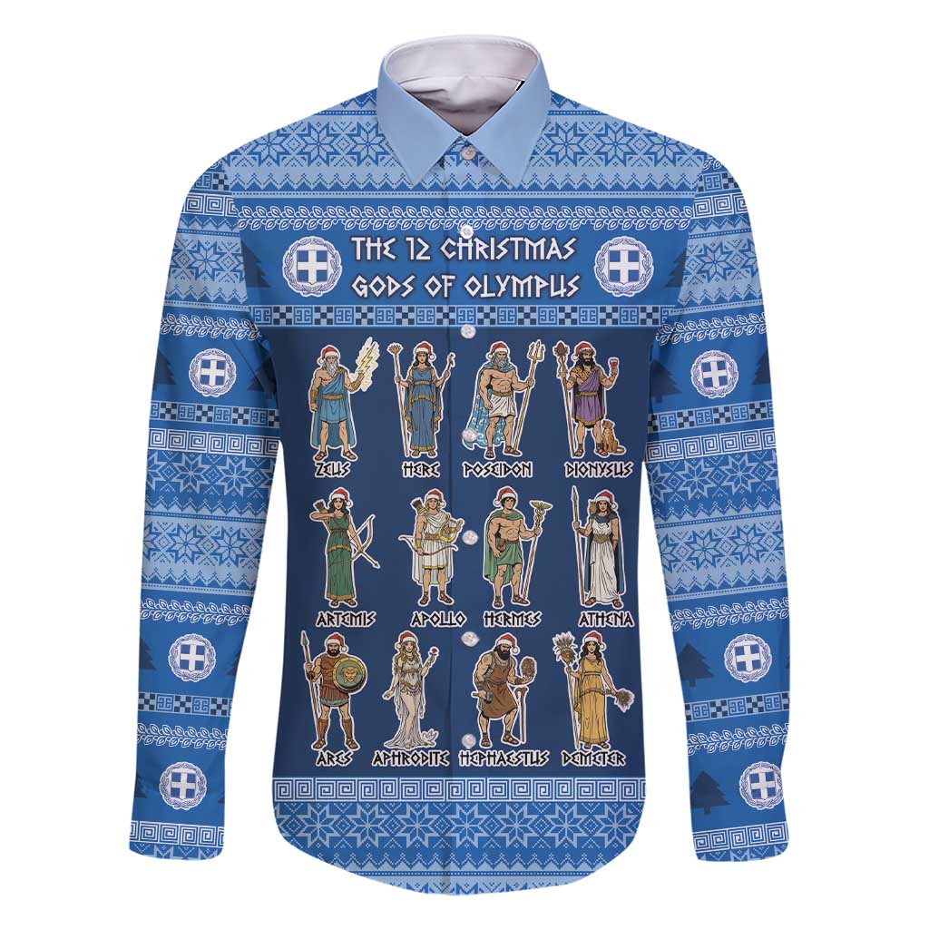 Greece Christmas Family Matching Short Sleeve Bodycon Dress and Hawaiian Shirt The Twelve Gods Of Olympus - Wonder Print Shop