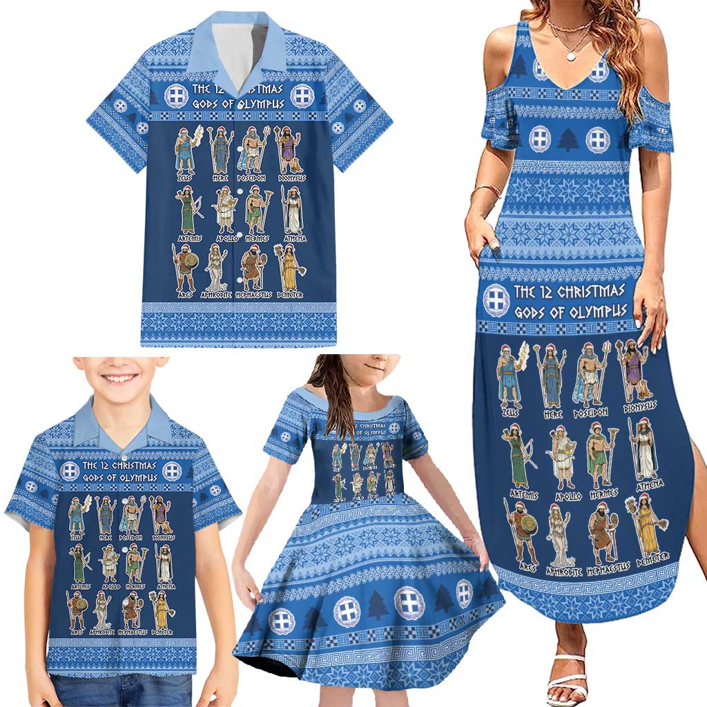 Greece Christmas Family Matching Summer Maxi Dress and Hawaiian Shirt The Twelve Gods Of Olympus - Wonder Print Shop
