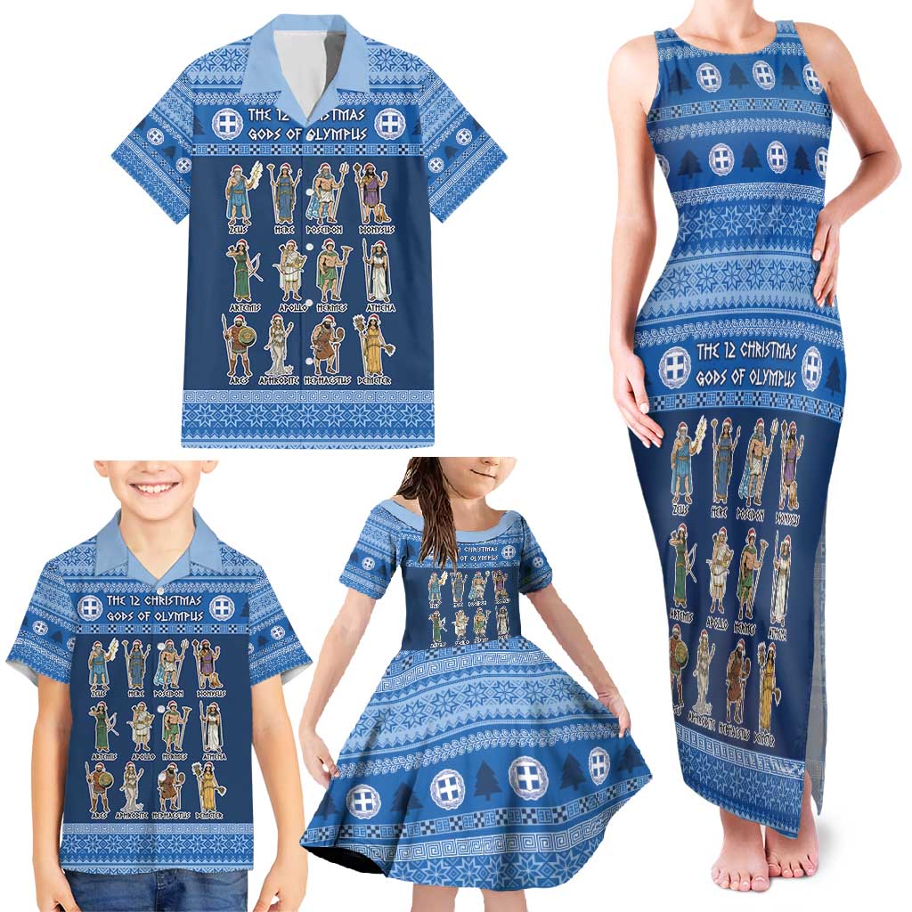 Greece Christmas Family Matching Tank Maxi Dress and Hawaiian Shirt The Twelve Gods Of Olympus - Wonder Print Shop