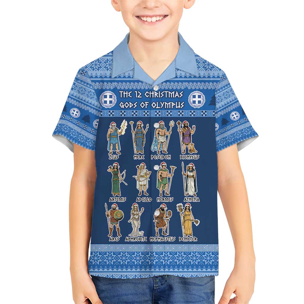 Greece Christmas Family Matching Tank Maxi Dress and Hawaiian Shirt The Twelve Gods Of Olympus - Wonder Print Shop