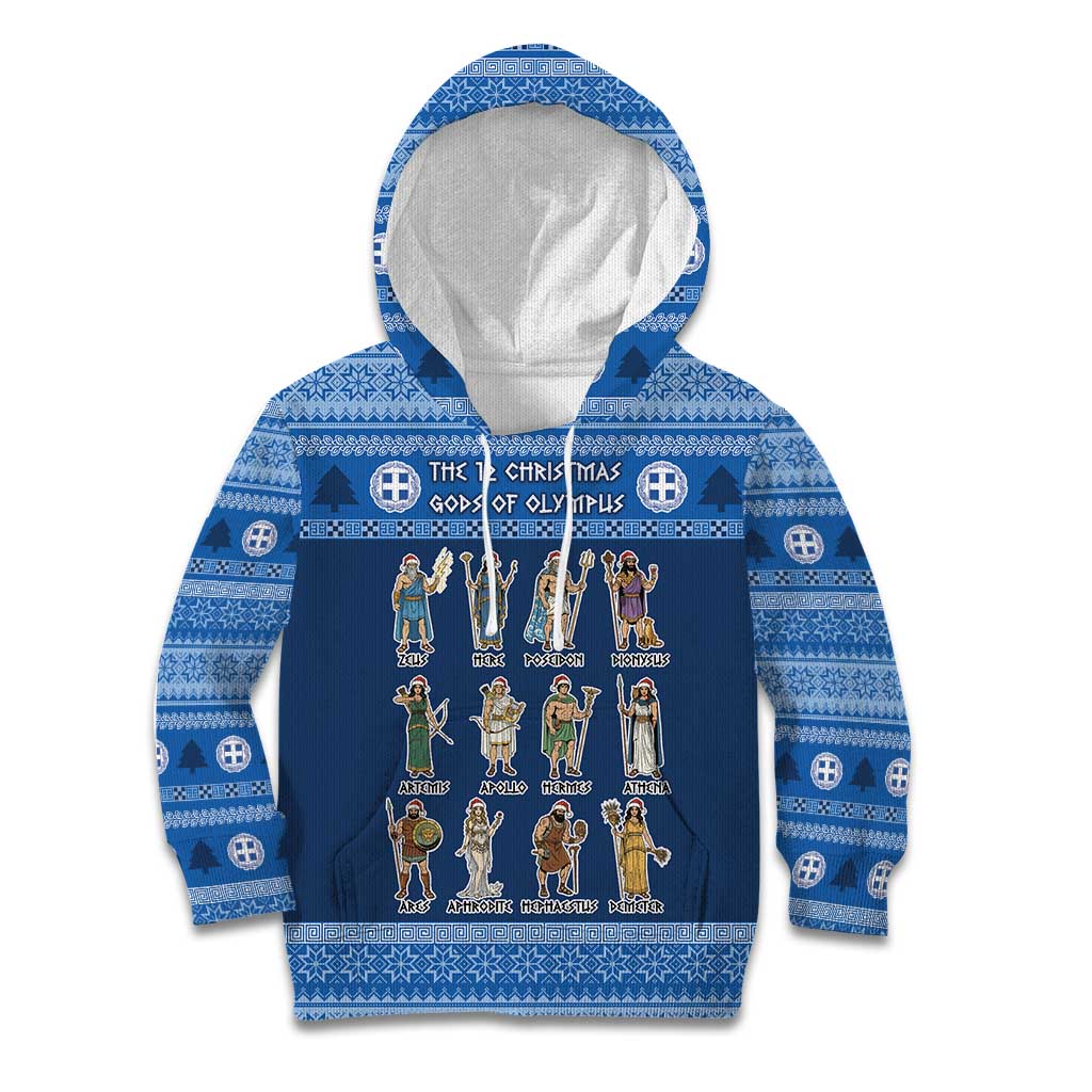 Greece Christmas Kid Hoodie The Twelve Gods Of Olympus - Wonder Print Shop