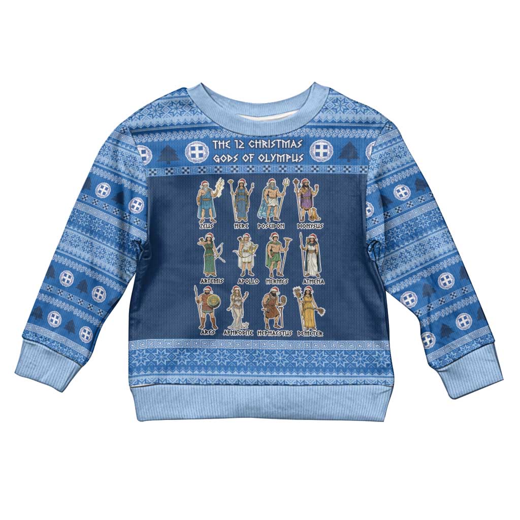 Greece Christmas Kid Ugly Christmas Sweater The Twelve Gods Of Olympus - Wonder Print Shop