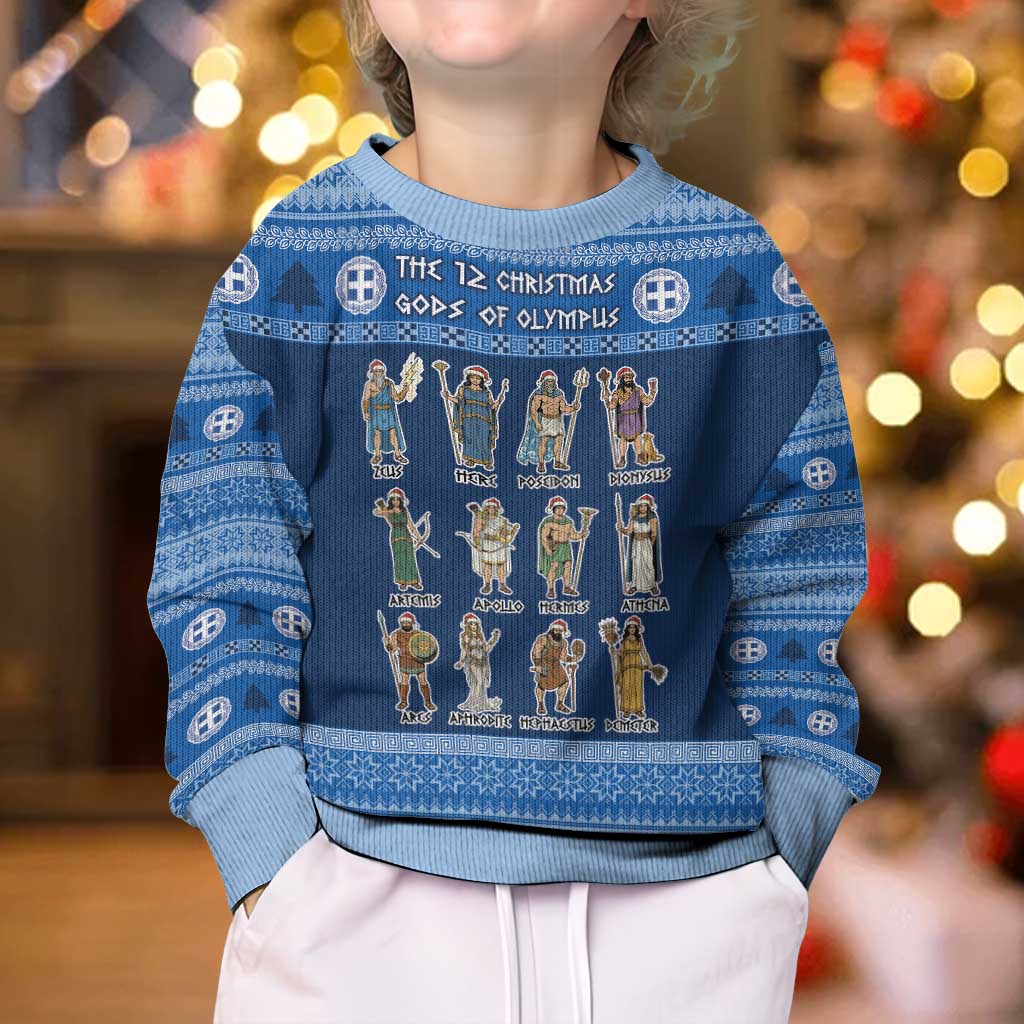 Greece Christmas Kid Ugly Christmas Sweater The Twelve Gods Of Olympus - Wonder Print Shop