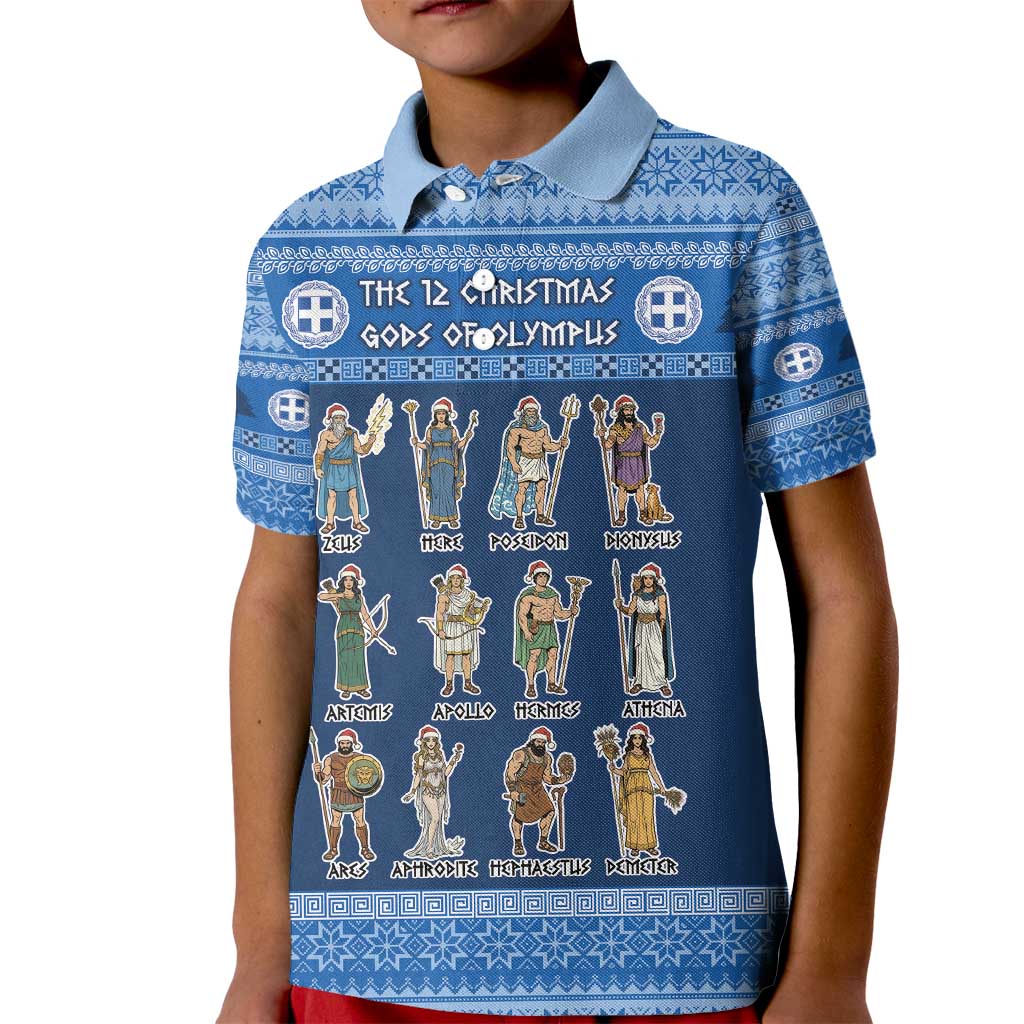 Greece Christmas Kid Polo Shirt The Twelve Gods Of Olympus - Wonder Print Shop