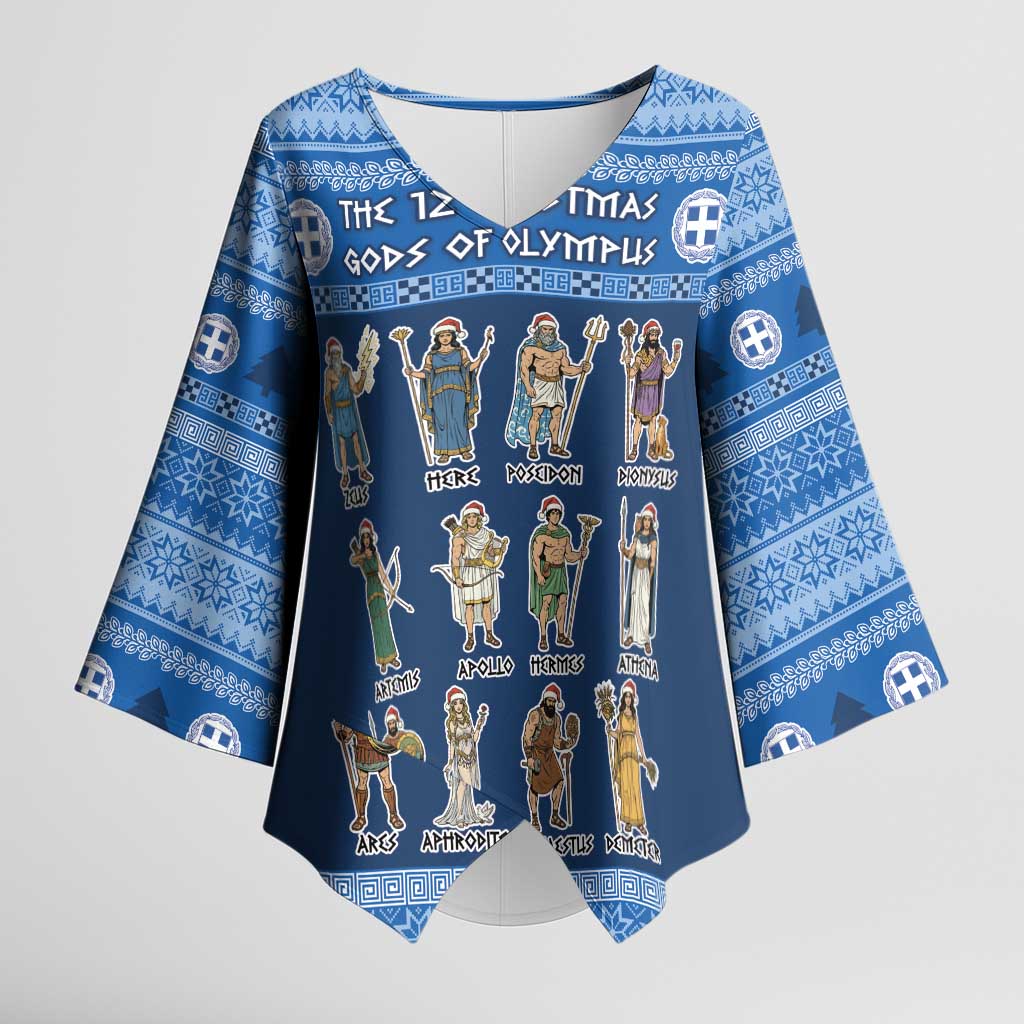 Greece Christmas Kimono Sleeve Blouse The Twelve Gods Of Olympus - Wonder Print Shop