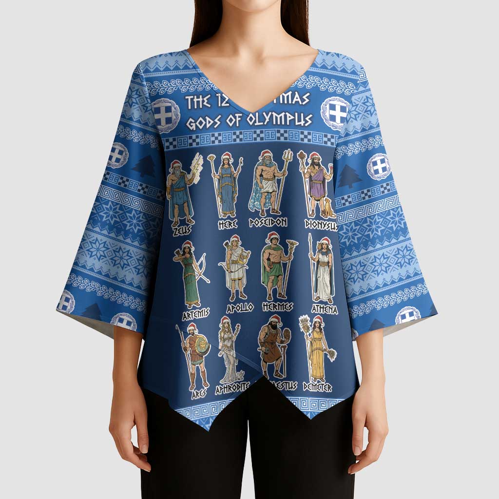 Greece Christmas Kimono Sleeve Blouse The Twelve Gods Of Olympus - Wonder Print Shop