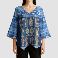 Greece Christmas Kimono Sleeve Blouse The Twelve Gods Of Olympus - Wonder Print Shop