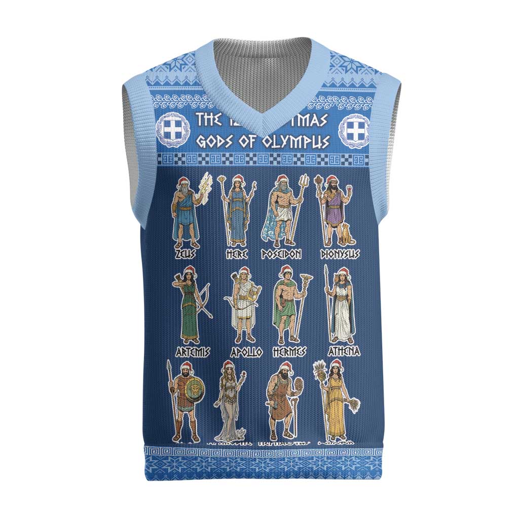 Greece Christmas Knitted V-Neck Vest The Twelve Gods Of Olympus - Wonder Print Shop