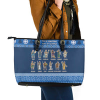 Greece Christmas Leather Tote Bag The Twelve Gods Of Olympus - Wonder Print Shop