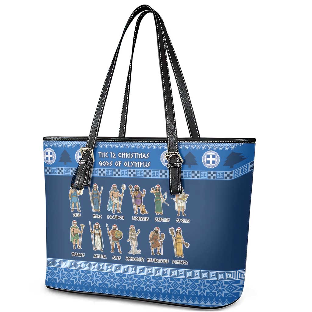 Greece Christmas Leather Tote Bag The Twelve Gods Of Olympus - Wonder Print Shop