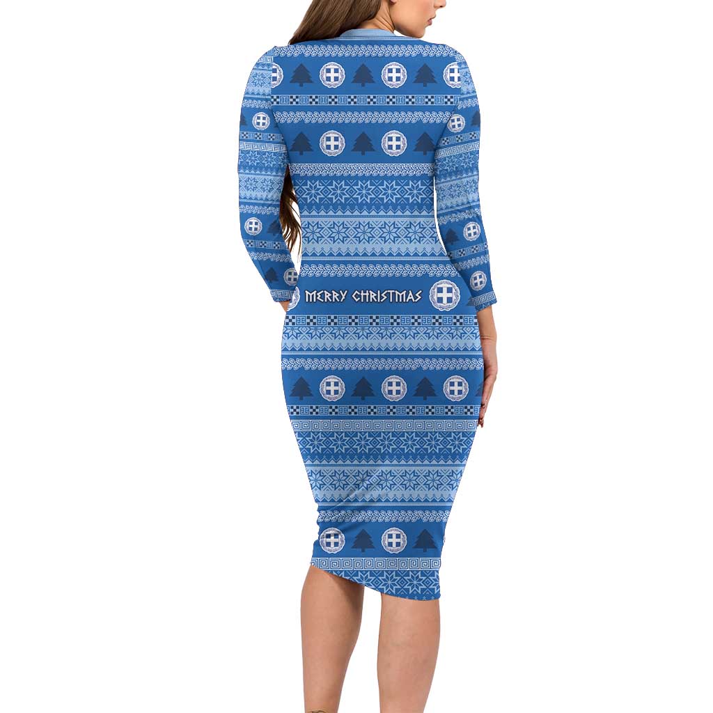 Greece Christmas Long Sleeve Bodycon Dress The Twelve Gods Of Olympus - Wonder Print Shop