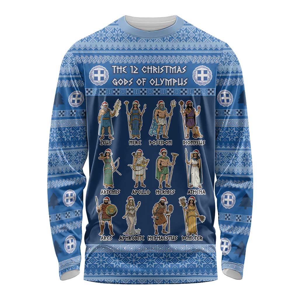 Greece Christmas Long Sleeve Shirt The Twelve Gods Of Olympus - Wonder Print Shop