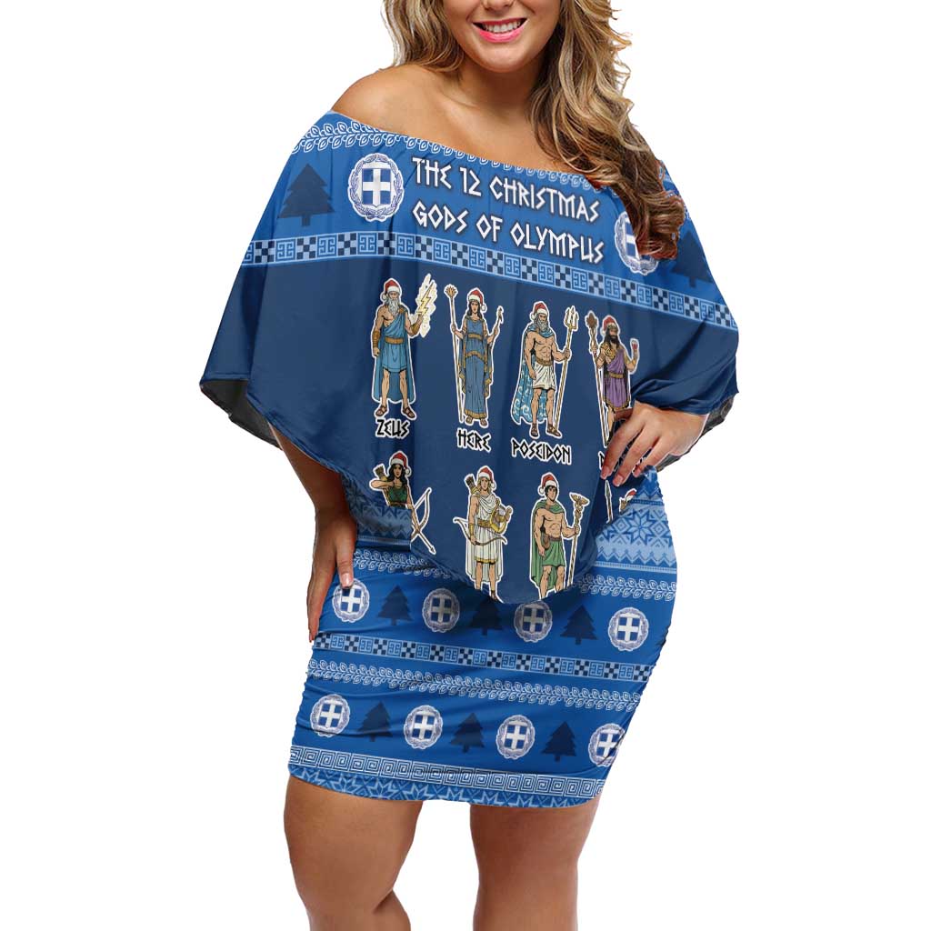 Greece Christmas Off Shoulder Short Dress The Twelve Gods Of Olympus - Wonder Print Shop