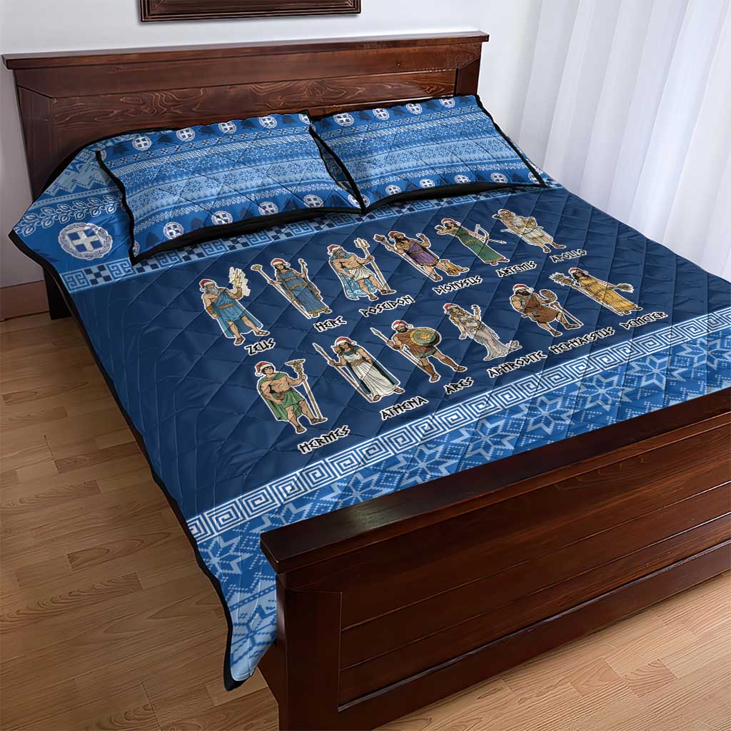 Greece Christmas Quilt Bed Set The Twelve Gods Of Olympus - Wonder Print Shop