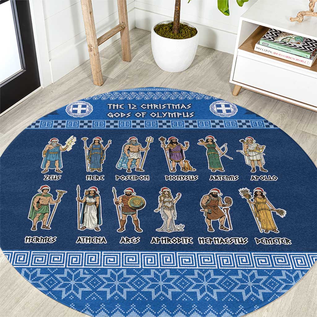 Greece Christmas Round Carpet The Twelve Gods Of Olympus - Wonder Print Shop