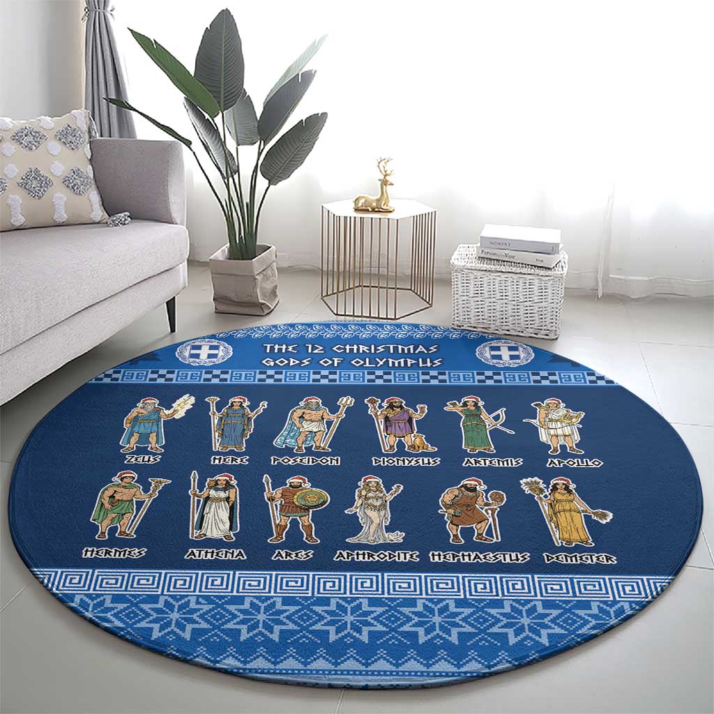 Greece Christmas Round Carpet The Twelve Gods Of Olympus - Wonder Print Shop