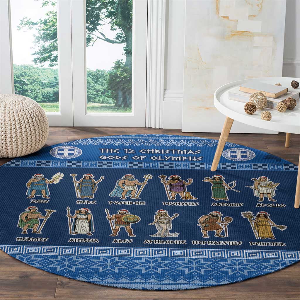 Greece Christmas Round Carpet The Twelve Gods Of Olympus - Wonder Print Shop