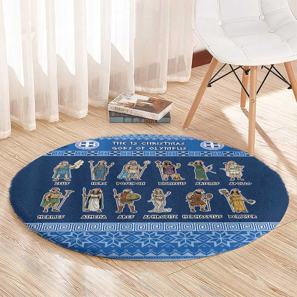 Greece Christmas Round Carpet The Twelve Gods Of Olympus - Wonder Print Shop