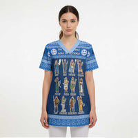 Greece Christmas Scrub Top The Twelve Gods Of Olympus - Wonder Print Shop