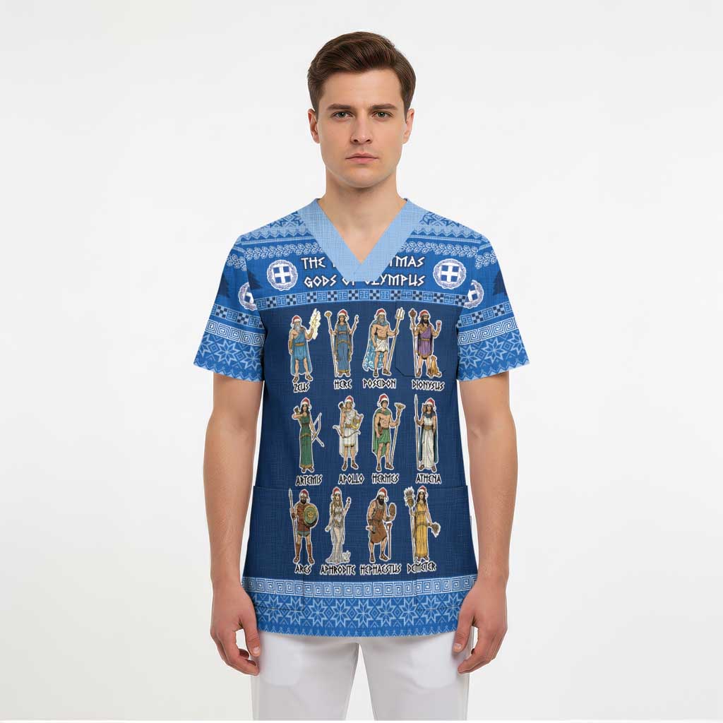 Greece Christmas Scrub Top The Twelve Gods Of Olympus - Wonder Print Shop