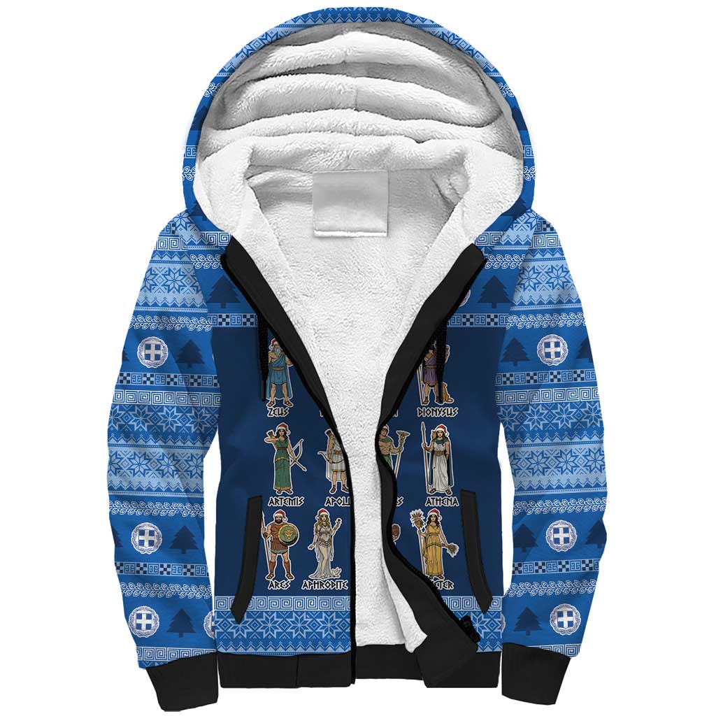Greece Christmas Sherpa Hoodie The Twelve Gods Of Olympus - Wonder Print Shop
