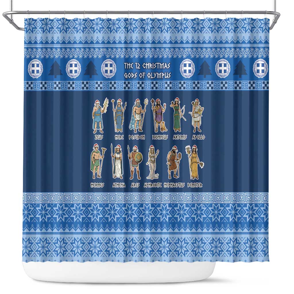 Greece Christmas Shower Curtain The Twelve Gods Of Olympus - Wonder Print Shop