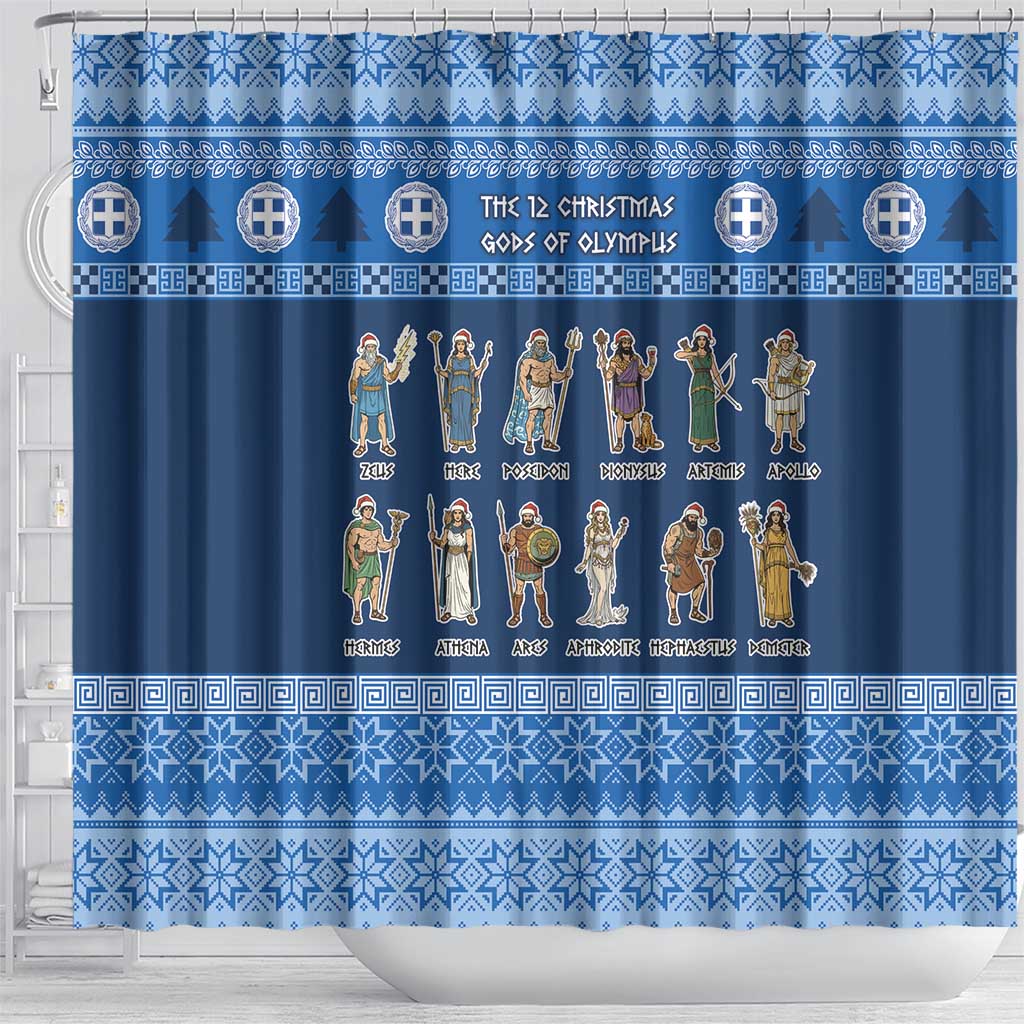 Greece Christmas Shower Curtain The Twelve Gods Of Olympus - Wonder Print Shop