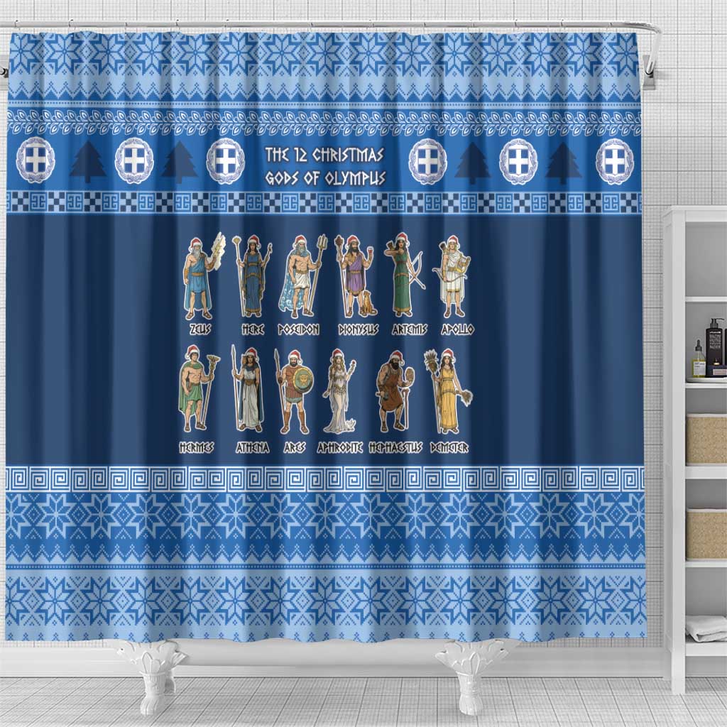 Greece Christmas Shower Curtain The Twelve Gods Of Olympus - Wonder Print Shop