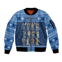 Greece Christmas Sleeve Zip Bomber Jacket The Twelve Gods Of Olympus - Wonder Print Shop