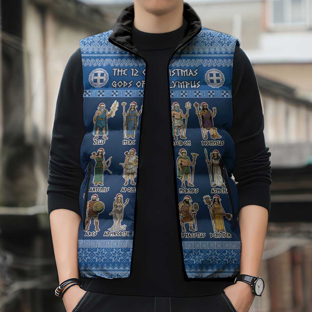 Greece Christmas Sleeveless Puffer Jacket The Twelve Gods Of Olympus - Wonder Print Shop