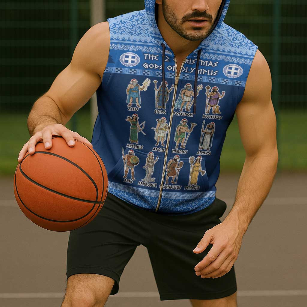 Greece Christmas Sleeveless Zip Hoodie The Twelve Gods Of Olympus - Wonder Print Shop