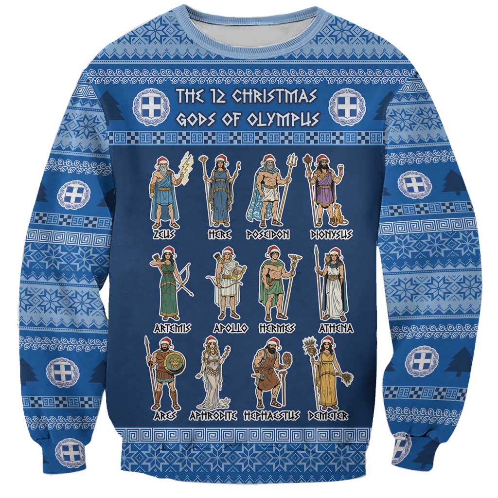 Greece Christmas Sweatshirt The Twelve Gods Of Olympus - Wonder Print Shop