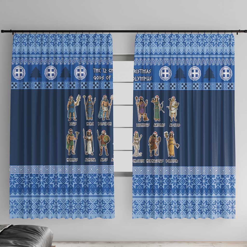 Greece Christmas Window Curtain The Twelve Gods Of Olympus - Wonder Print Shop