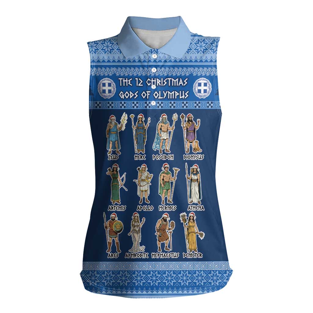 Greece Christmas Women Sleeveless Polo Shirt The Twelve Gods Of Olympus - Wonder Print Shop