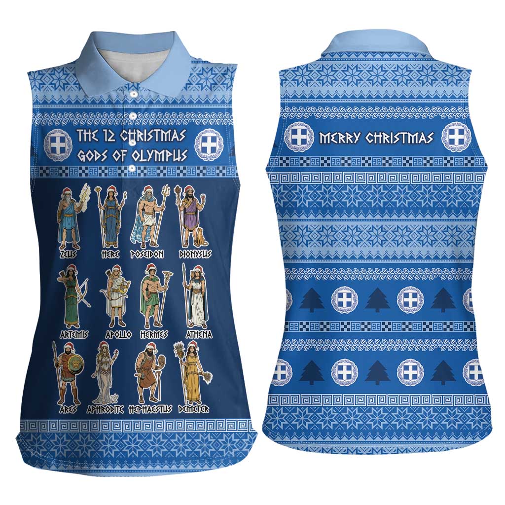 Greece Christmas Women Sleeveless Polo Shirt The Twelve Gods Of Olympus - Wonder Print Shop