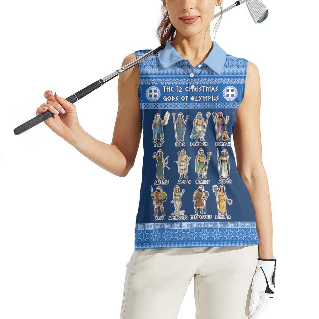 Greece Christmas Women Sleeveless Polo Shirt The Twelve Gods Of Olympus - Wonder Print Shop