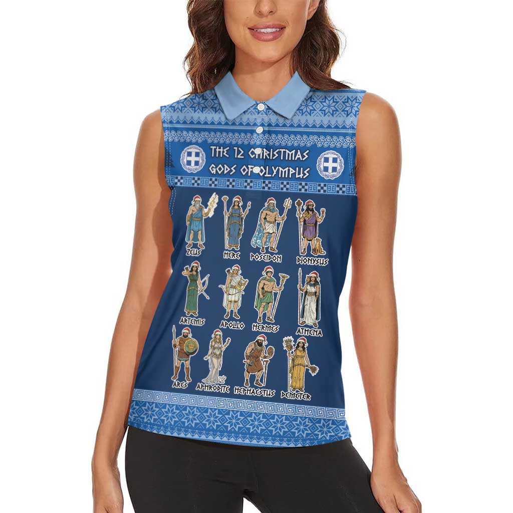 Greece Christmas Women Sleeveless Polo Shirt The Twelve Gods Of Olympus - Wonder Print Shop