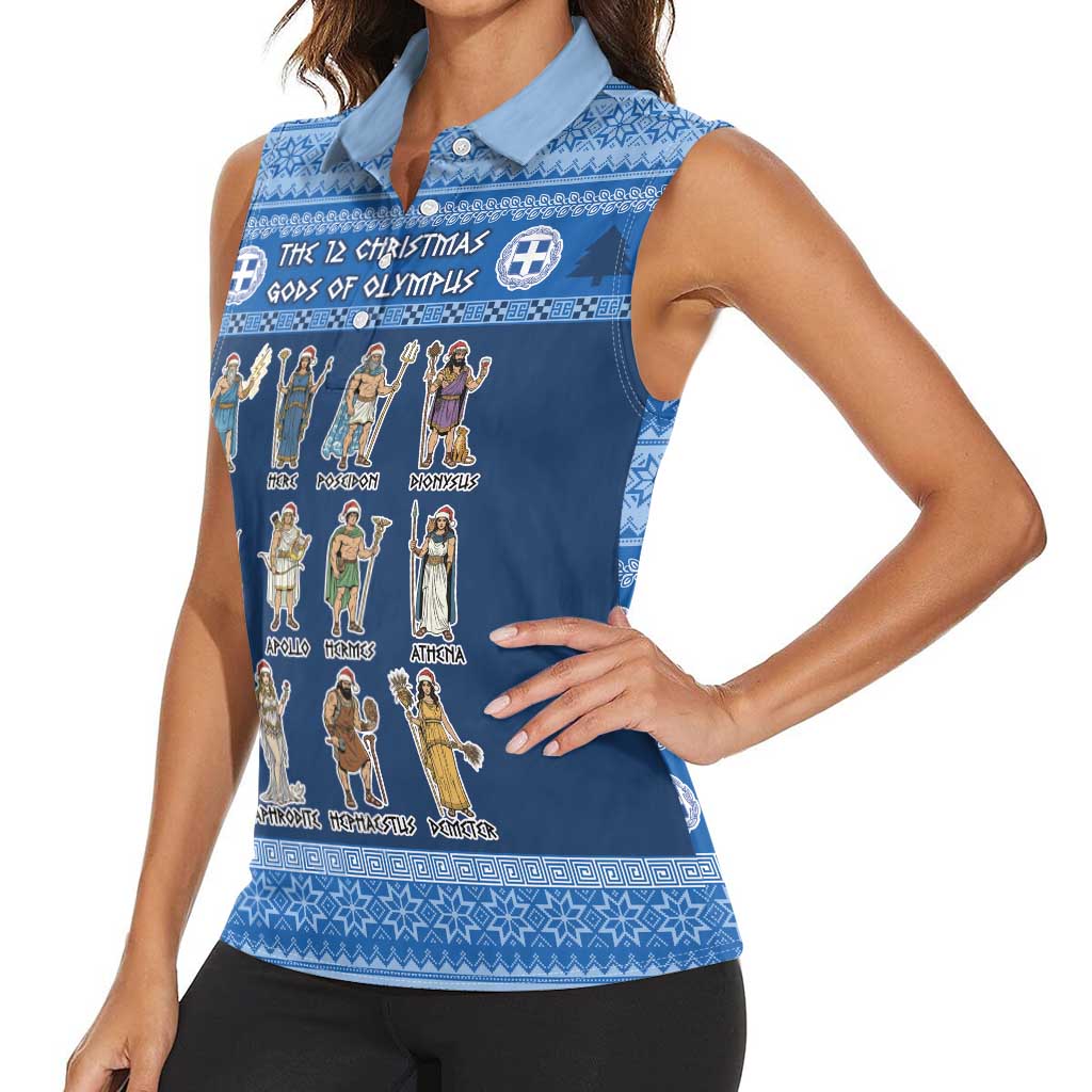 Greece Christmas Women Sleeveless Polo Shirt The Twelve Gods Of Olympus - Wonder Print Shop