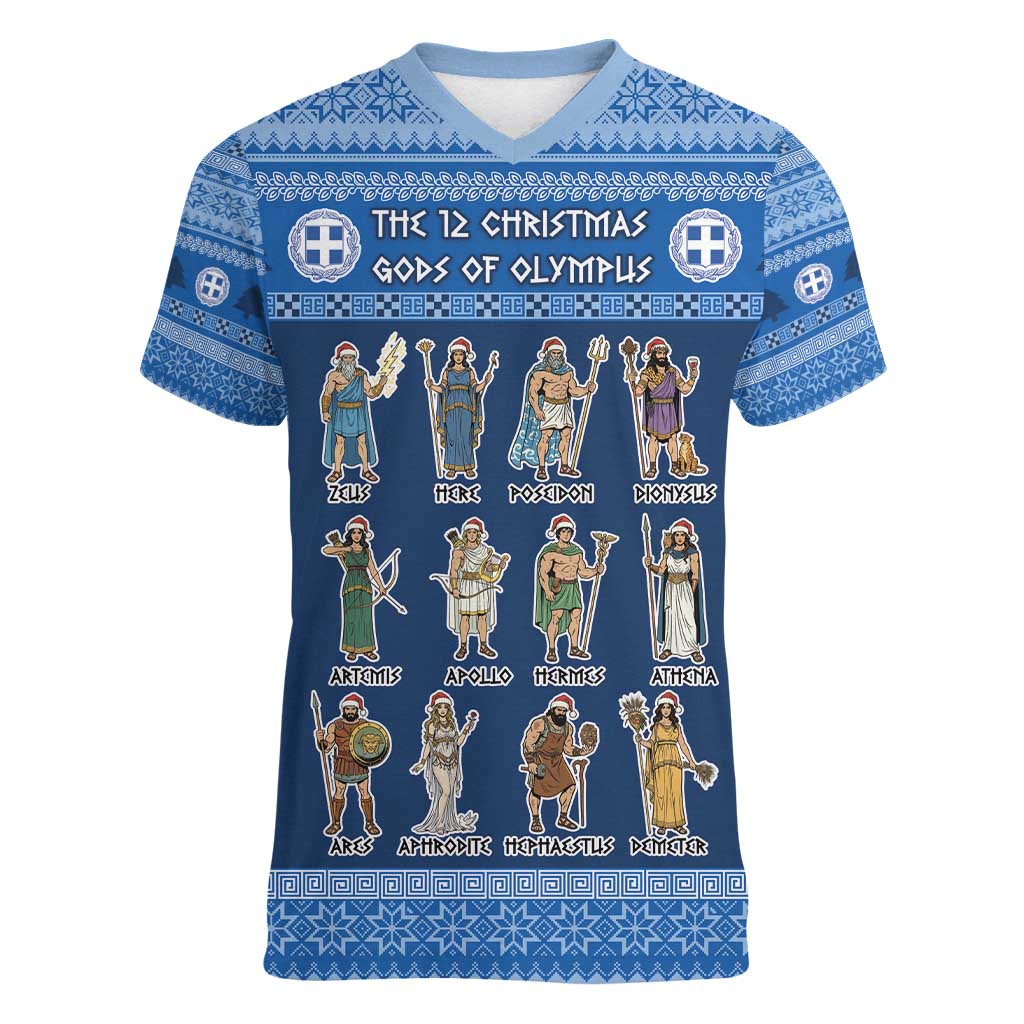 Greece Christmas Women V-Neck T-Shirt The Twelve Gods Of Olympus - Wonder Print Shop