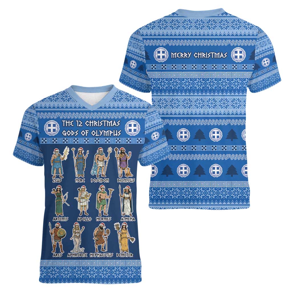 Greece Christmas Women V-Neck T-Shirt The Twelve Gods Of Olympus - Wonder Print Shop