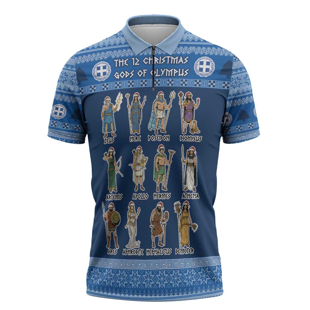 Greece Christmas Zipper Polo Shirt The Twelve Gods Of Olympus - Wonder Print Shop