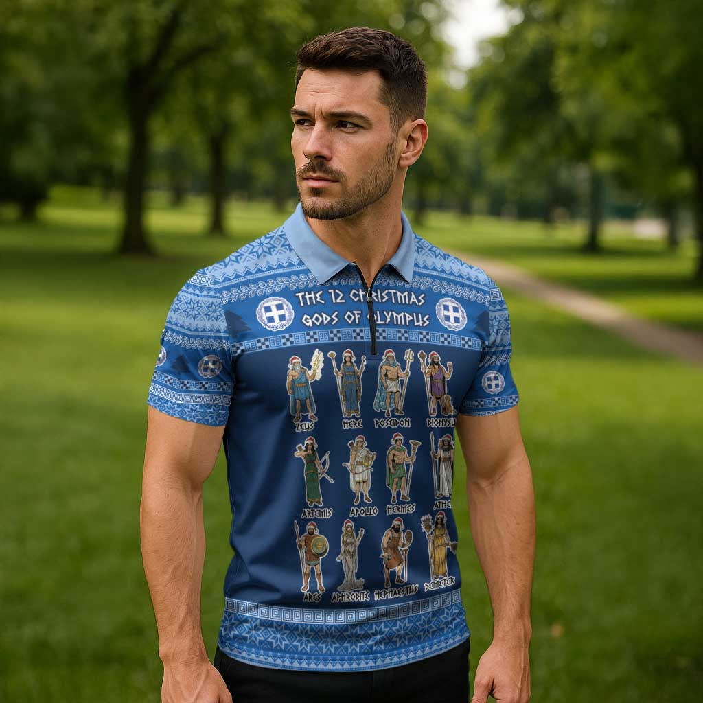 Greece Christmas Zipper Polo Shirt The Twelve Gods Of Olympus - Wonder Print Shop