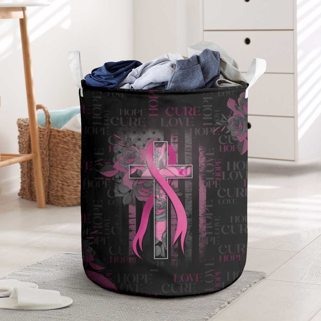 American Breast Cancer Laundry Basket Hope And Cure Cross - Wonder Print Shop