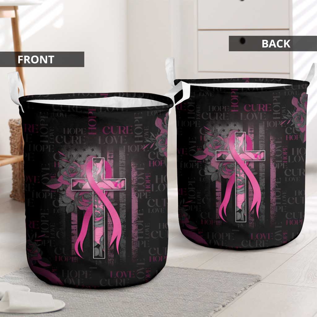 American Breast Cancer Laundry Basket Hope And Cure Cross - Wonder Print Shop