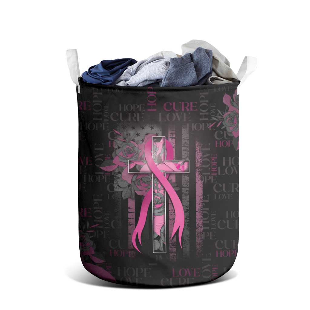 American Breast Cancer Laundry Basket Hope And Cure Cross - Wonder Print Shop