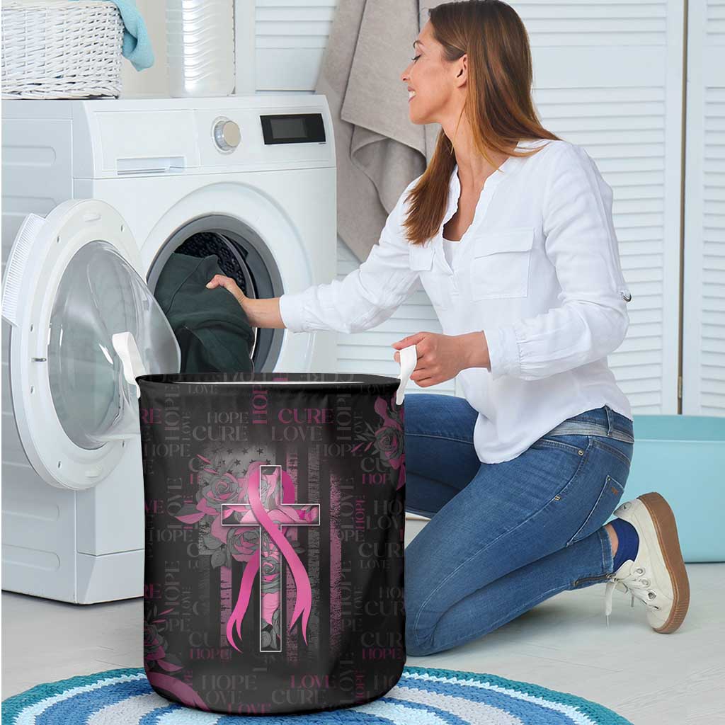 American Breast Cancer Laundry Basket Hope And Cure Cross - Wonder Print Shop