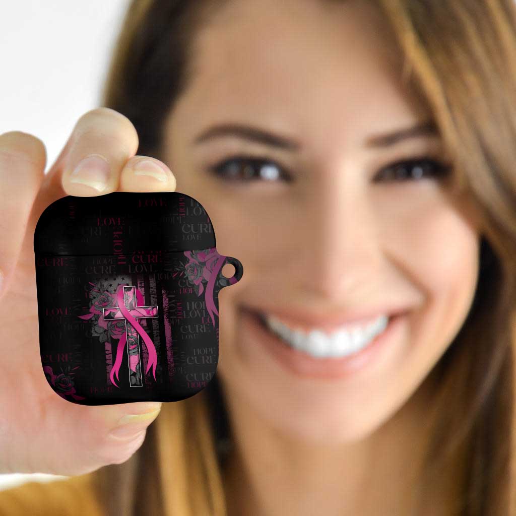 American Breast Cancer AirPods Case Hope And Cure Cross - Wonder Print Shop