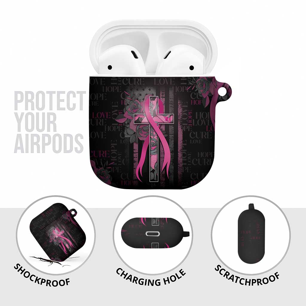 American Breast Cancer AirPods Case Hope And Cure Cross - Wonder Print Shop
