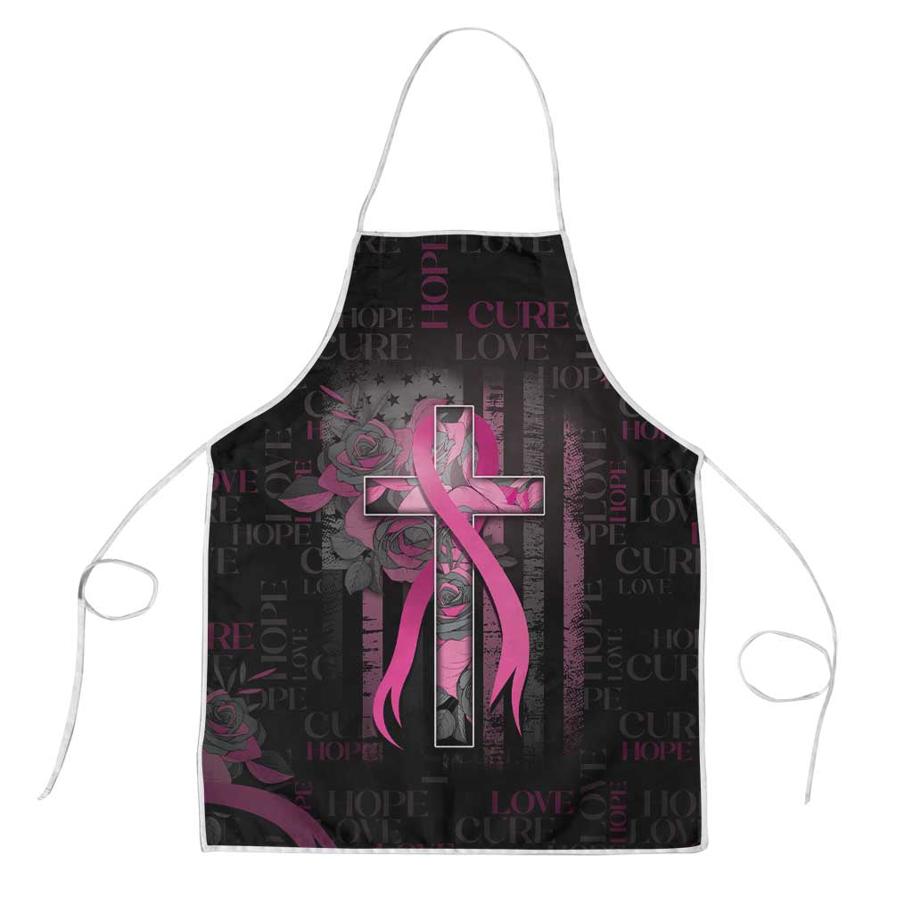 American Breast Cancer Apron Hope And Cure Cross - Wonder Print Shop